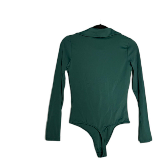 Express NWT Body Collection Long Sleeve Collared Bodysuit Emerald small - Picture 2 of 6